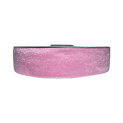Fita Metalizada Esponjada Glitter 38mm | Metro | Cor: Rosa Bebê