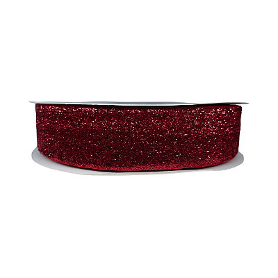 Fita Metalizada Esponjada Glitter 38mm | Metro | Cor: Vermelho