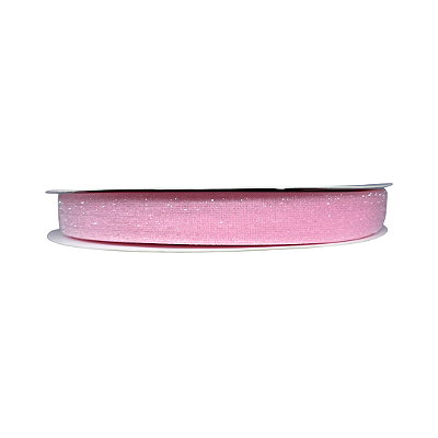 Fita Metalizada Esponjada Glitter 20mm | Metro | Cor: Rosa Bebê
