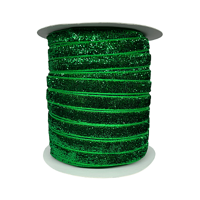 Fita Metalizada Esponjada Glitter 10mm | Metro | Cor: Verde