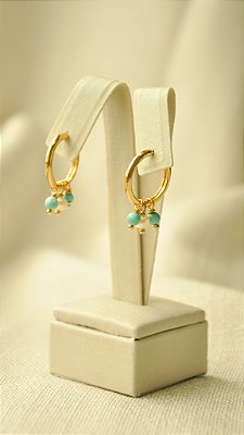 ARGOLA 20mm  TURQUESA E PÉROLA