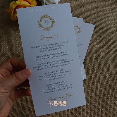 Cartão de Agradecimento Dourado