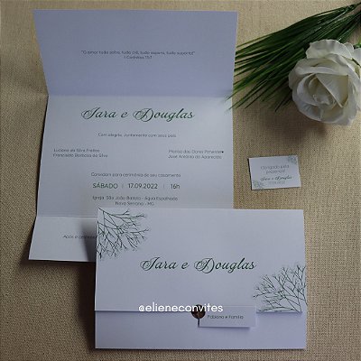 Convite de Casamento Verde e Branco