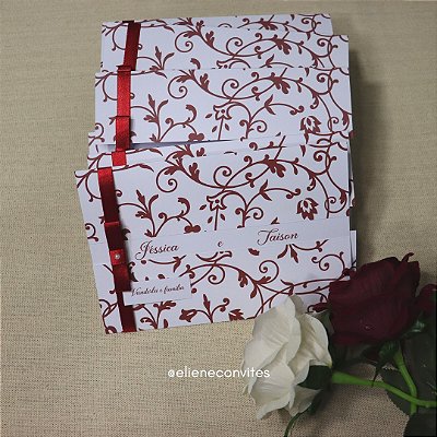Convites de Casamento Floral - Paleta Marsala