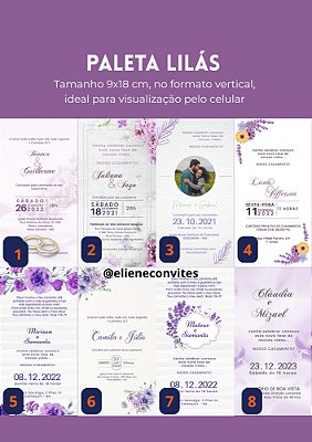 Coleção Digital Casamento: Azul, Lilás/Lavanda, Marsala, Rosé/Rosa e Verde