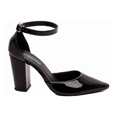 Sapato Scarpin Salto Grosso Bico Fino Preto Torricella AVS 65-03A