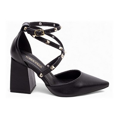 Sapato Scarpin Salto Bloco Bico Fino Preto Torricella AVS 66077A