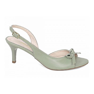 Sandália Slingback com Laço Salto Médio Fino Verde Torricella AVS 200.37D