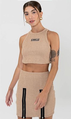 Cropped Canelado Impulse Bege Labellamafia