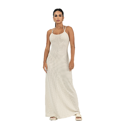 Vestido Tricot Beachwear Bege Labellamafia