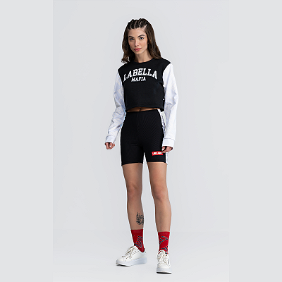 Blusa Moletom Must Have Preto/Branco Labellamafia