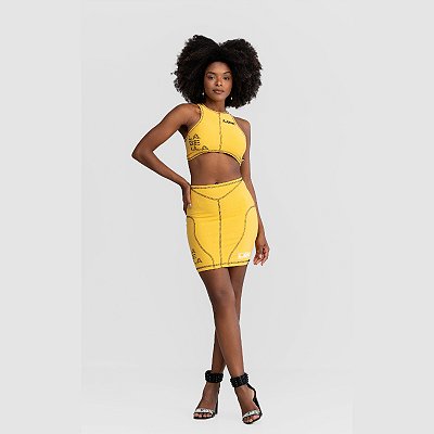 Saia Malha Streetwear Amarelo Labellamafia