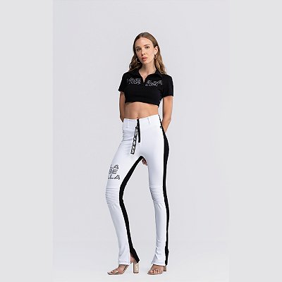 Legging Malha Streetwear Preta/Branca Labellamafia