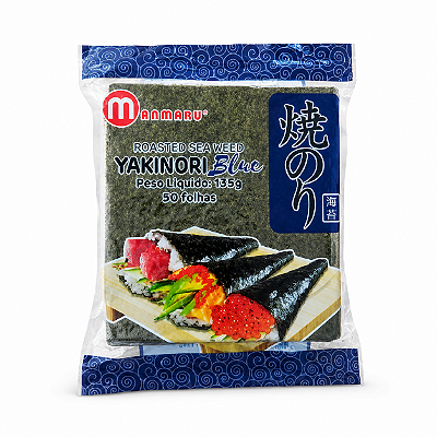 Nori Alga Marinha Blue 50 Folhas 135G Importado - Manmaru