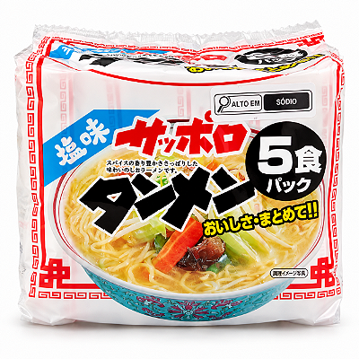Kit 5 Pacotes Lamen Japonês Sapporo Ramen Sabor Sal Sunaoshi 400g