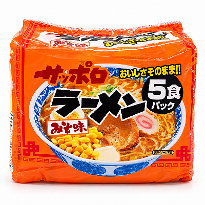 Kit 5 pacotes Lamen Japonês Sapporo Ramen Sabor Missô Sunaoshi 400g