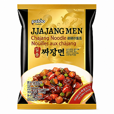 Lamen Coreano Jjajangmen Chajang 200g Paldo Macarrão Instantâneo Molho Soja Preta