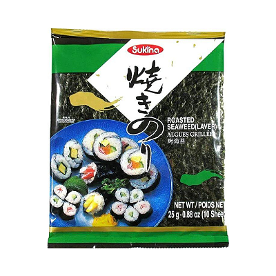 Nori Alga Marinha Para Sushi e Temaki C/ 10 folhas Sukina 25g
