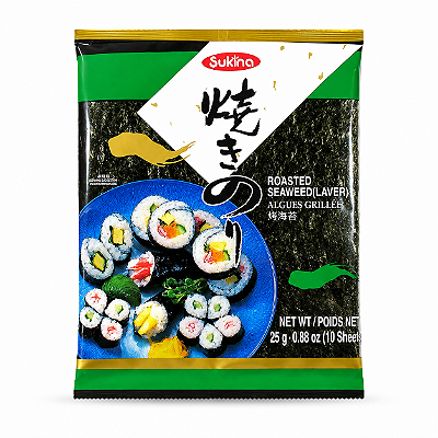Alga Nori Sukina para Sushi e Temaki 10 Folhas 25g