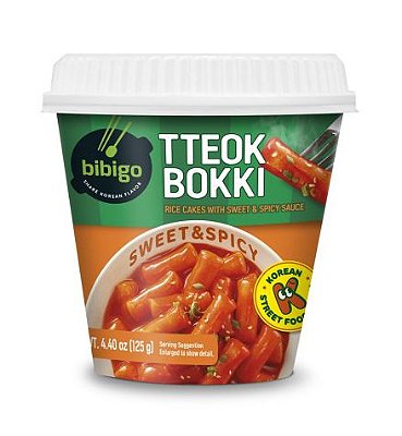 Topokki Massa de Arroz Coreano Sabor Sweet And Spicy Bibigo - Copo 125g