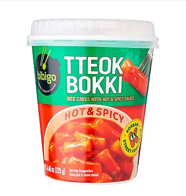 Topokki Massa de Arroz Coreano Sabor Hot And Spicy Bibigo - Copo 125g