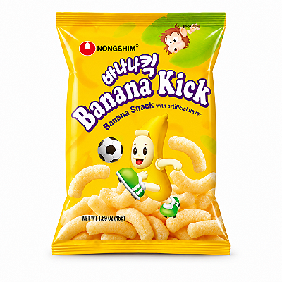 Snack Coreano Banana Kick Sabor Banana Nongshim 45g