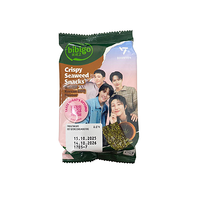 Snack Alga Marinha Sabor BBQ Bibigo 5g - Edição Especial Seventeen
