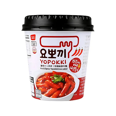 Topokki Sabor Hot and Spicy Bolinho de Arroz Coreano Instantâneo - Yopokki Copo 120g