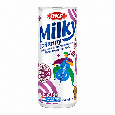 Bebida Gaseificada Milky OKF Sabor Uva 250ml