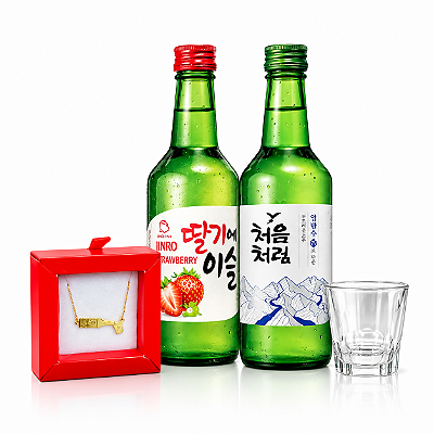 Kit Soju Lovers Bebida Coreana com Copinho e Correntinha