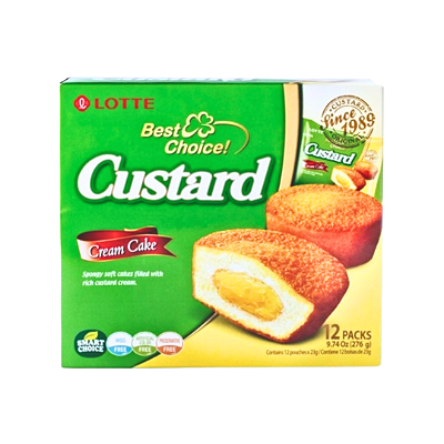 Bolinho Custard Lotte Recheio De Creme Cx. 12un 276g