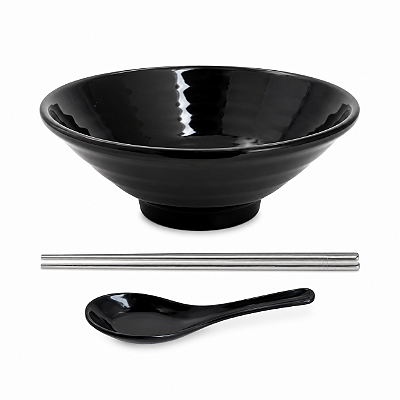 Kit Utensílios Para Lamen 3 Itens Tigela Hashi Colher