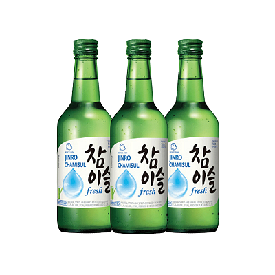 Kit 3 Soju Fresh Jinro Bebida Coreana