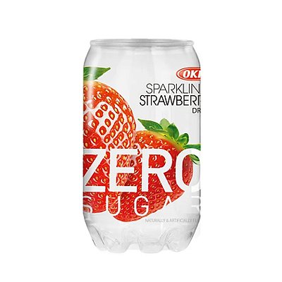 Refresco Coreano Levemente Gaseificado Sabor Morango Zero Açúcar 350ml