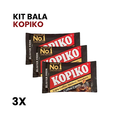 Kit Com 3 Bala de Café Kopiko Cartela Tablete