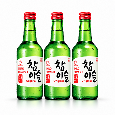 Kit 3 Soju Bebida Coreana Jinro Classic Original 360m
