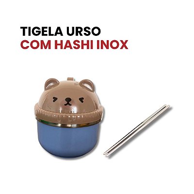 Kit Tigela De Urso Com Hashi de Inox