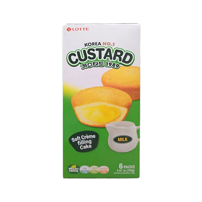 Bolinho Custard Lotte Recheio De Creme Cx 6un - 138g