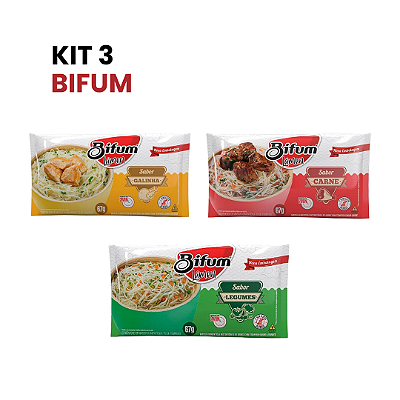 Kit Macarrão Arroz Bifum Lamen 3 Sabores