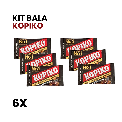 Kit Com 6 Bala de Café Kopiko Cartela Tablete