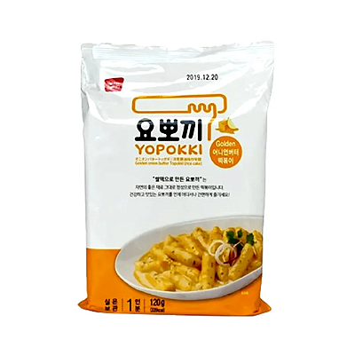 Topokki Sabor Onion Butter Bolinho de Arroz Coreano Instantâneo Yopokki - Pacote 120g