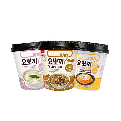 Kit 3 Topokki Coreano Copo 120g Bolinho De Arroz Snack Coreano
