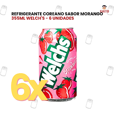Refrigerante Coreano Sabor Morango 355ml Welch's - 6 Unidades