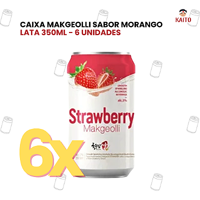 Caixa 6 Unidades Makgeolli Sabor Morango Lata 350ml