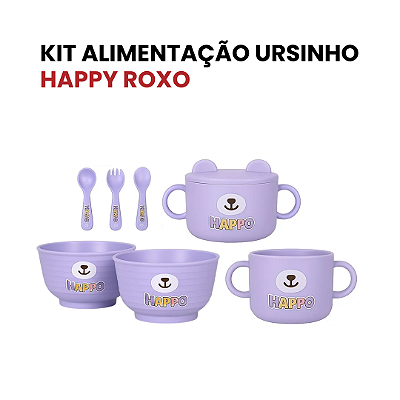 Kit Tigela Alimentação Ursinho Happy Roxo Criança