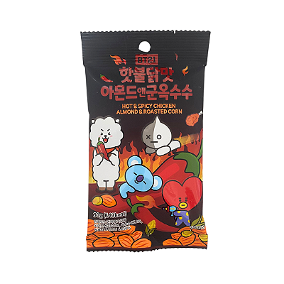 Snack Amêndoa Hot & Spicy BT21 Sabor Frango E Milho Assado 30g