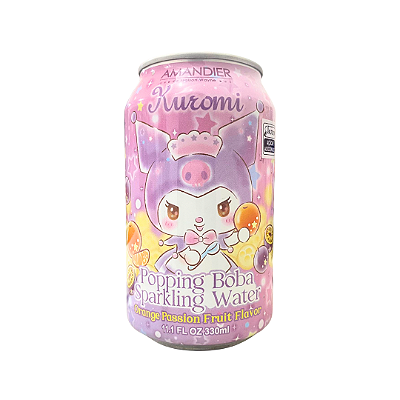 Bebida Gaseificada Kuromi Sanrio Com Bubble Sabor Tangerina E Maracujá 330ml