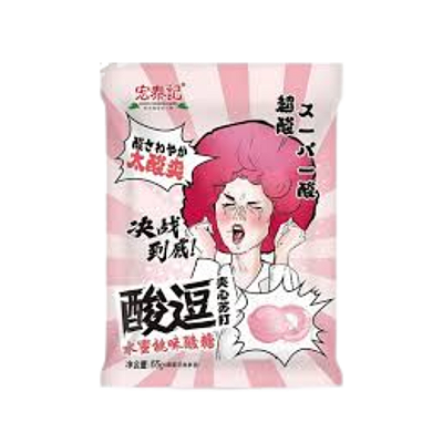 Bala Super Azeda Sabor Pêssego Hong Tai Kee 65g