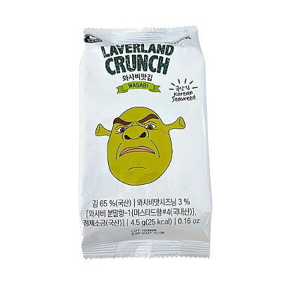 Snack Alga Marinha Laverland Crunch Shrek Sabor Wasabi 4,5g