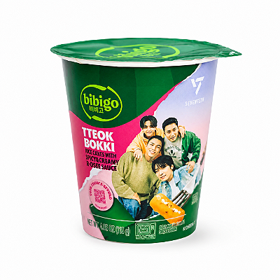 Topokki Bolinho de Arroz Coreano Sabor Rosé Bibigo Copo 125g - Edição Especial Seventeen